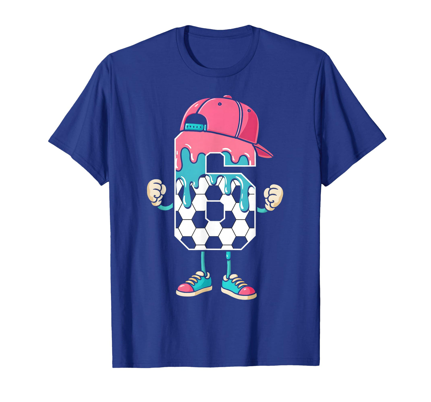 Soccer 6 Year Old Ice Cream Drip Youth 6th Birthday Boy 6 T-Shirt