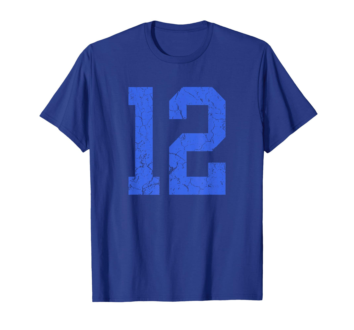 Distressed Royal Blue Number 12 Jersey Player Uniform #12 T-Shirt