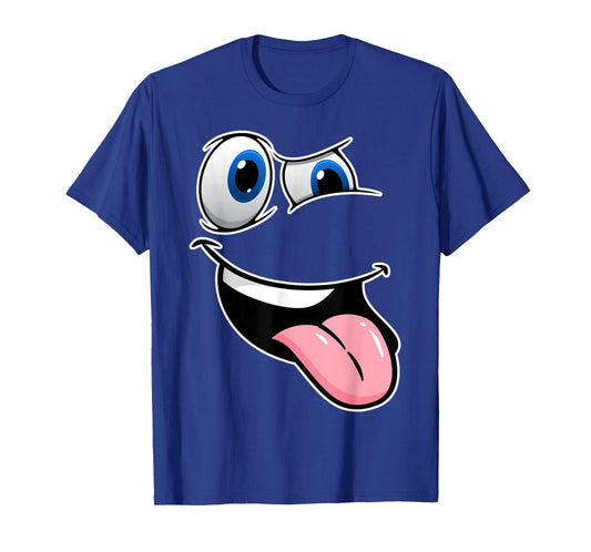 Funny Crazy Eyes & Tongue Out Hilarious Cartoon Face Tee T-Shirt