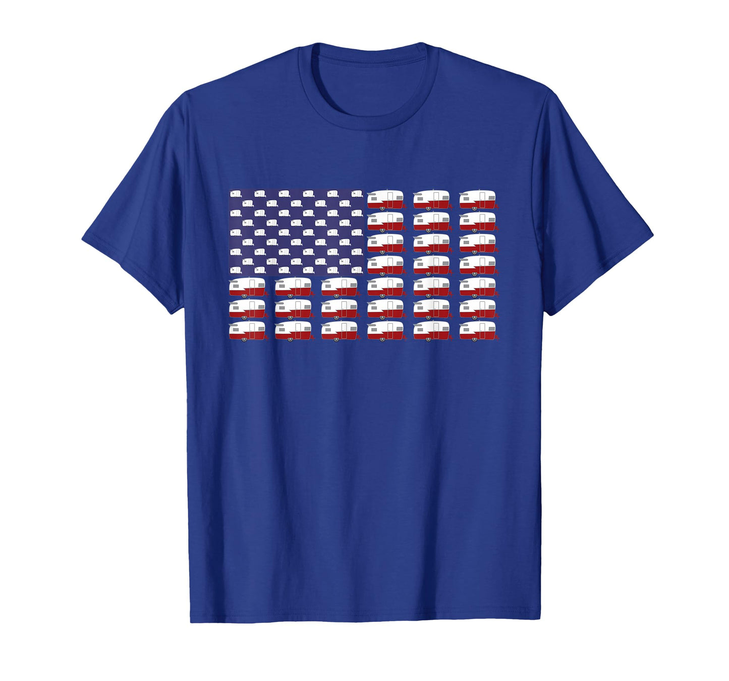Vintage RV Camper Trailer American Flag T-Shirt