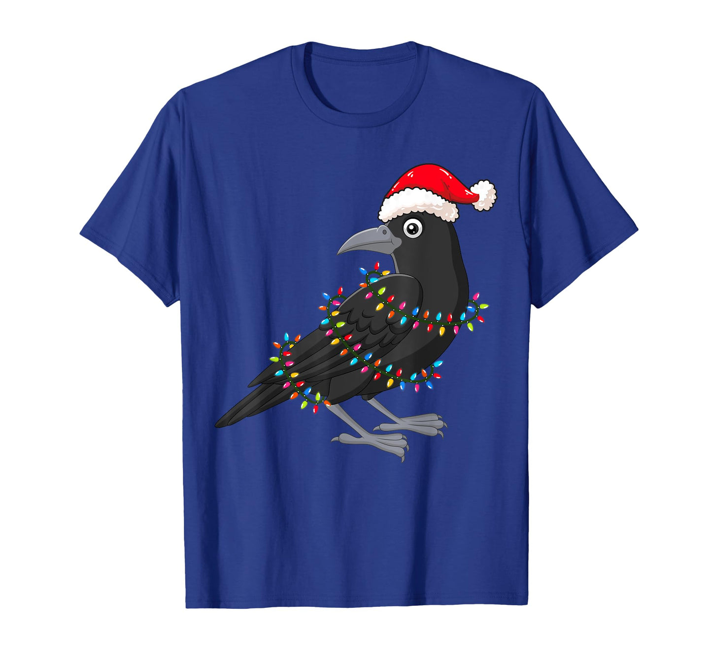 Christmas Lights Crow Wearing Xmas Hat - Funny Crow Lover T-Shirt