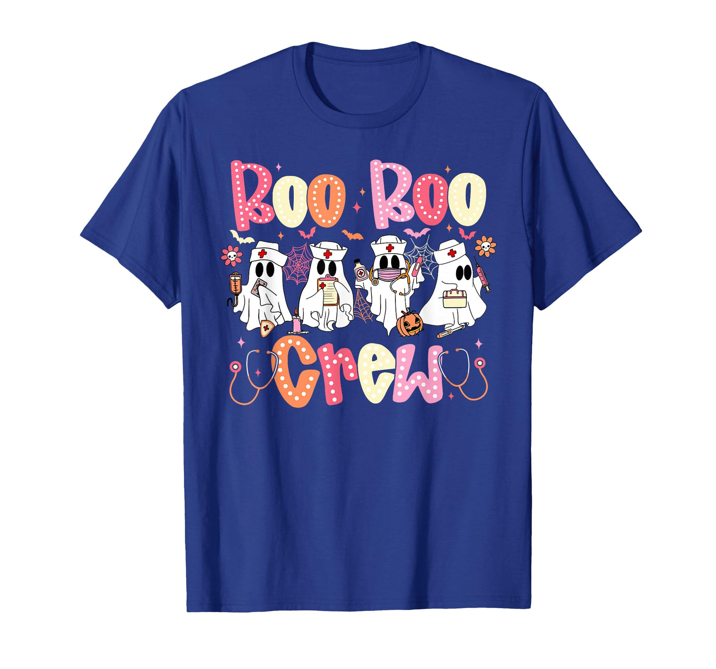 Funny Boo Boo Crew Nurse Ghost Women Halloween Nurse Groovy T-Shirt