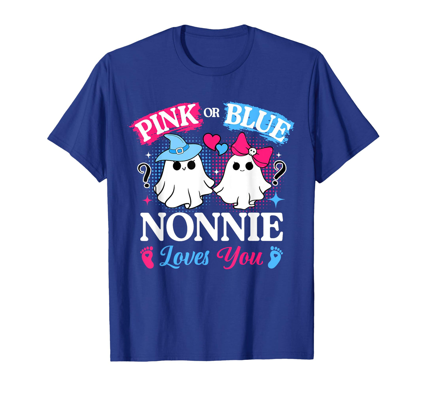 Pink or Blue Nonnie Loves You Gender Reveal Halloween T-Shirt