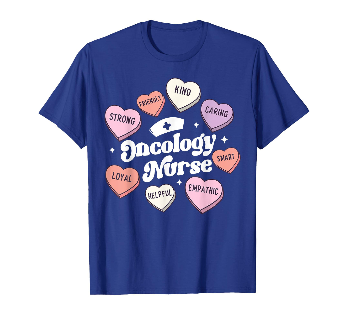 Valentines Day Oncology Nurse Cancer Support Groovy Hearts T-Shirt