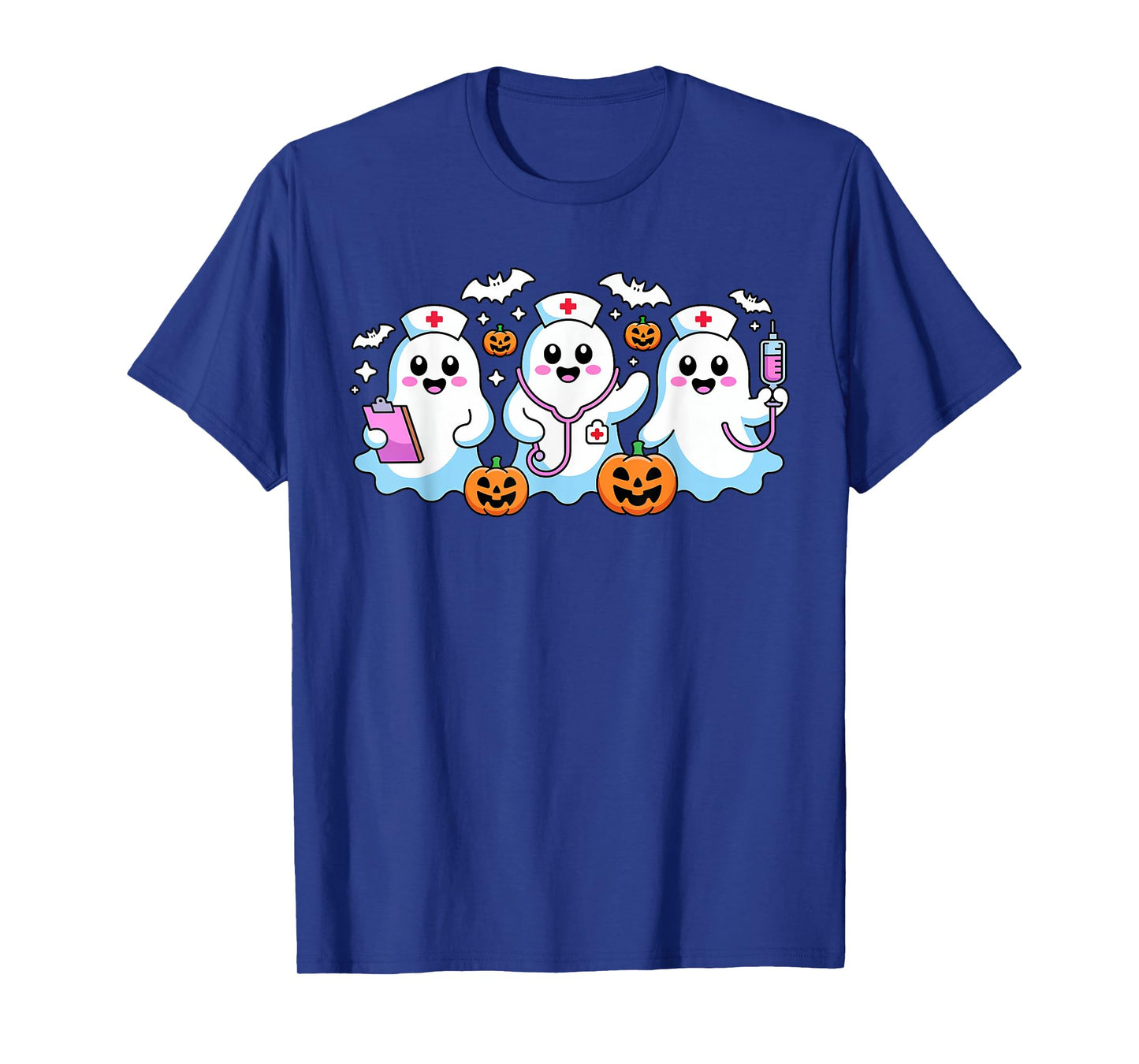 Ghost Nurses Halloween Crew Scrub Costume Stethoscope CNA RN T-Shirt