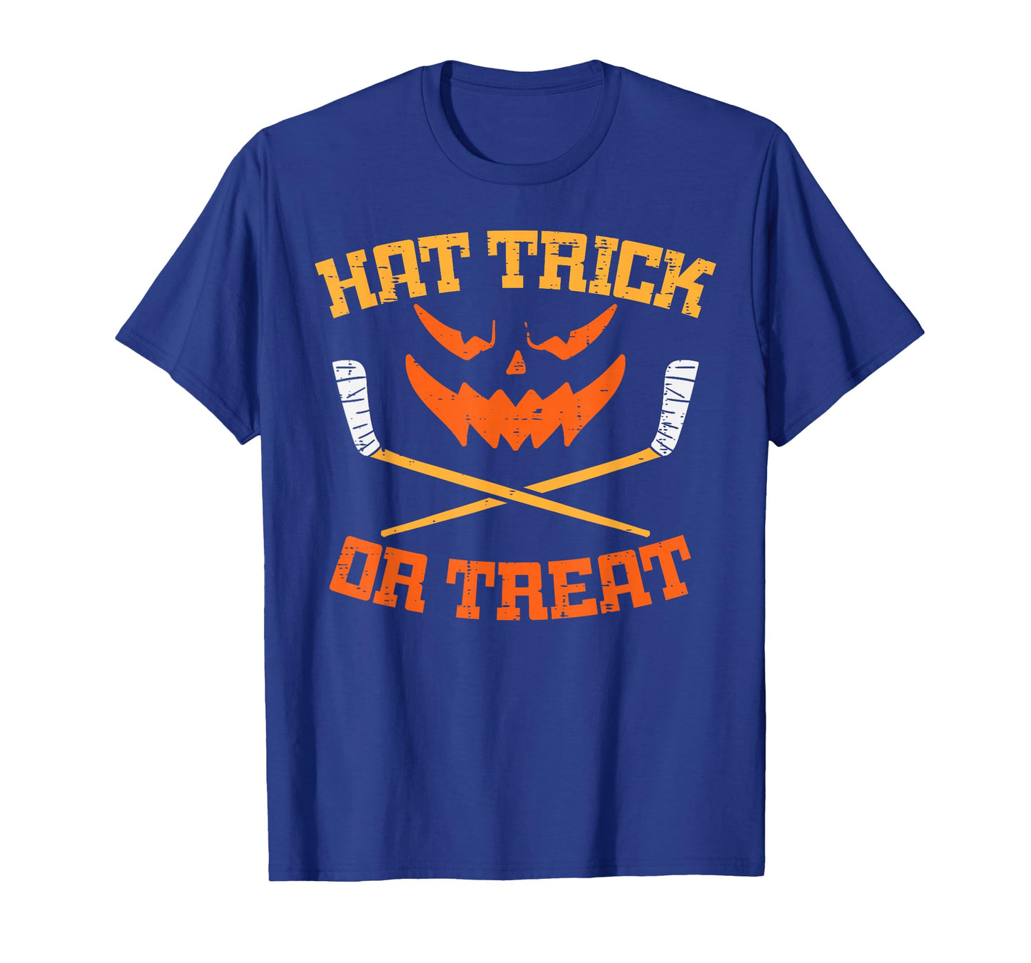 Hat Trick Or Treat Ice Hockey Halloween Boy Men Player Coach T-Shirt