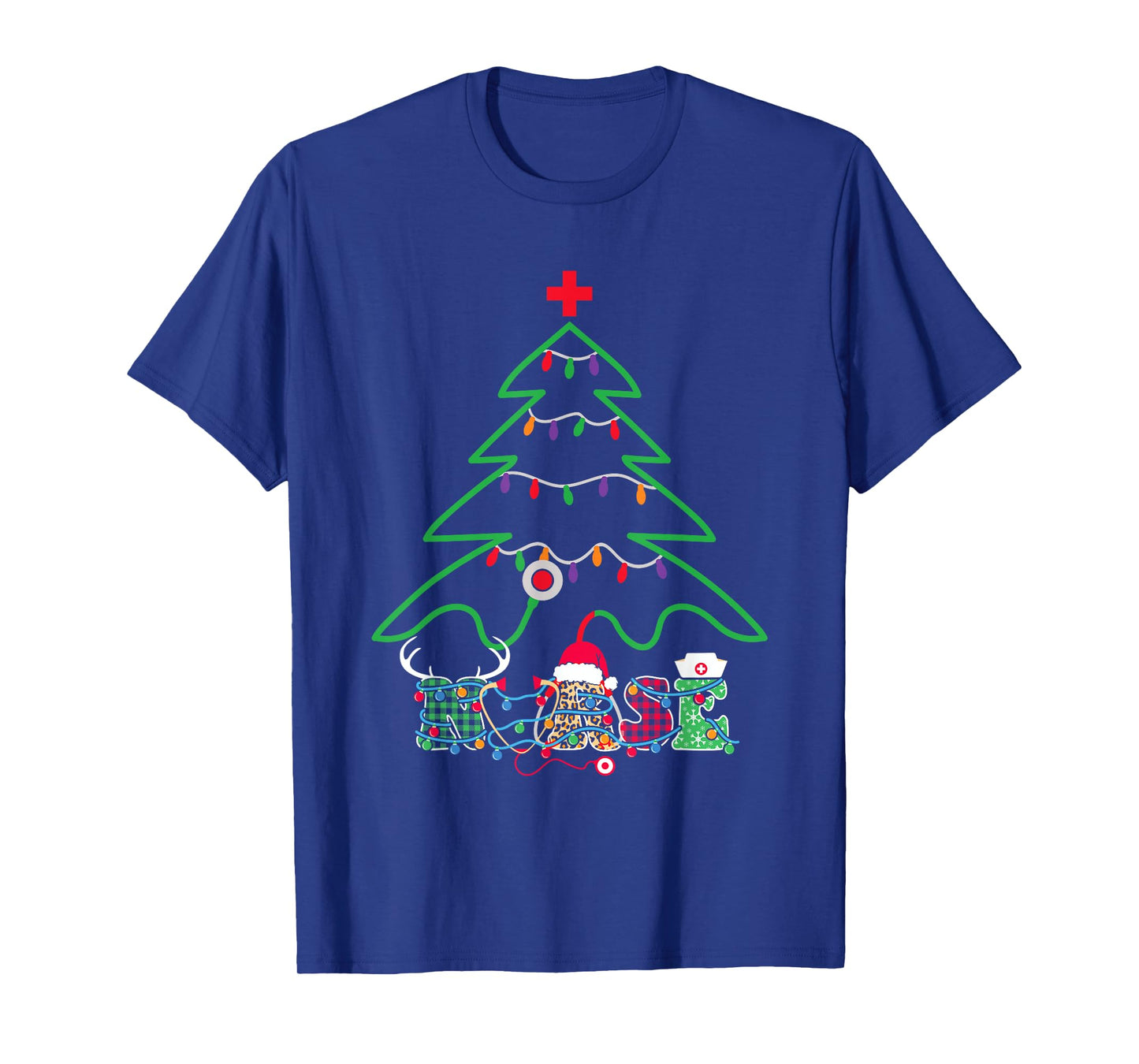 Stethoscope Christmas Tree Nurse Christmas Scrub Top Xmas T-Shirt