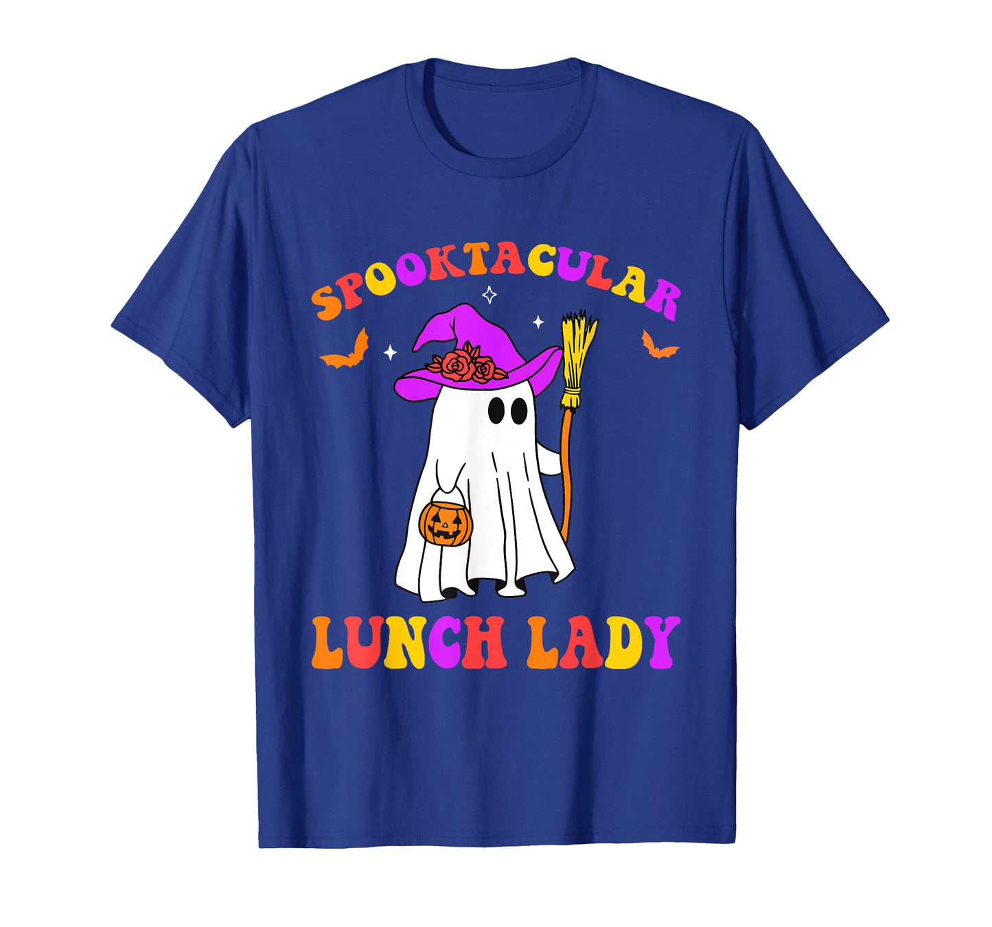 Spooktacular Lunch Lady floral ghost Happy Halloween T-Shirt