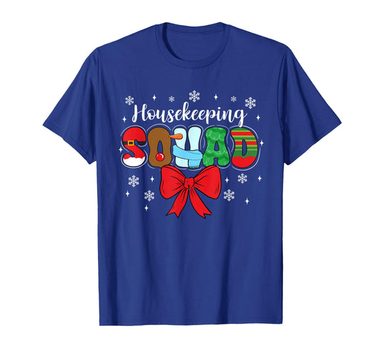 Housekeeping Squad Bow Pencil Housekeeper Funny Christmas T-Shirt