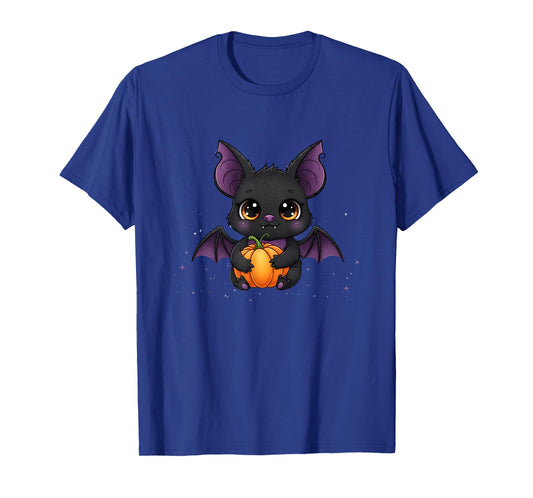 Cute Bat Hugging Pumpkin at Night T-Shirt