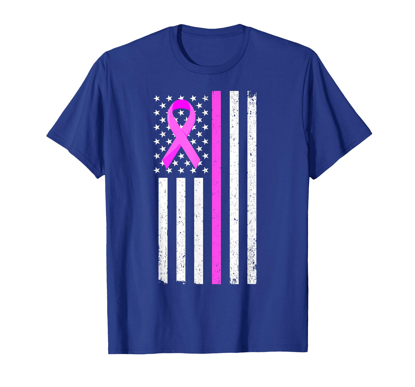 Breast Cancer Awareness Month USA Flag Patriot Pink Ribbon T-Shirt