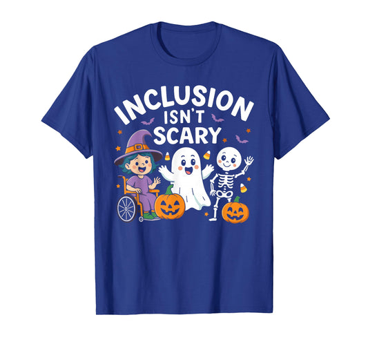 Inclusion Isn't Scary Teacher Skeleton Ghost Cute Halloween T-Shirt