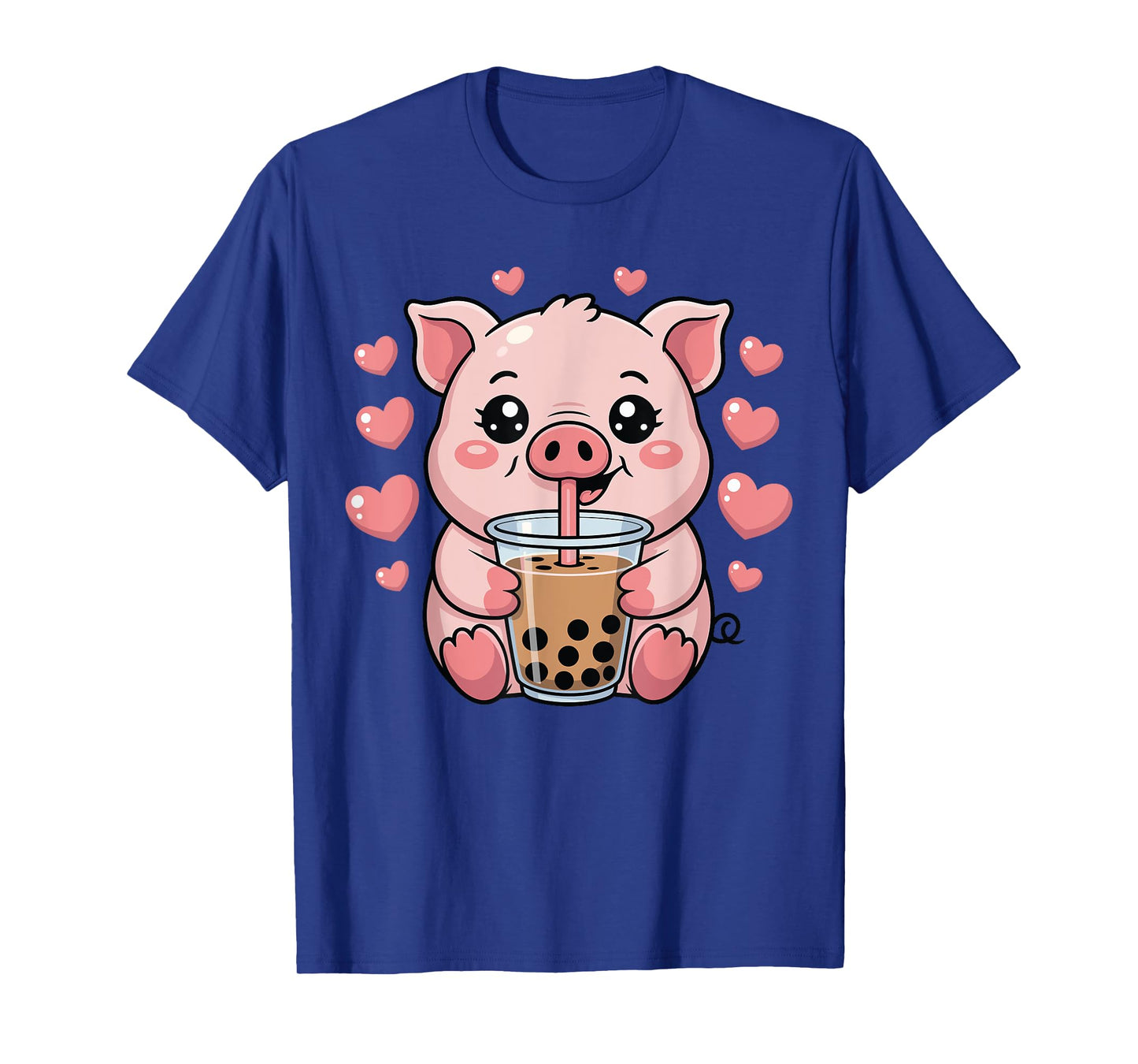 Cute Pig Kawaii Anime Drinking Bubble Tea Lover Girls T-Shirt