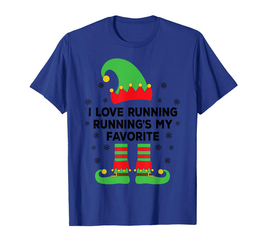 I Love Running Running's My Favorite Running Elf Christmas T-Shirt