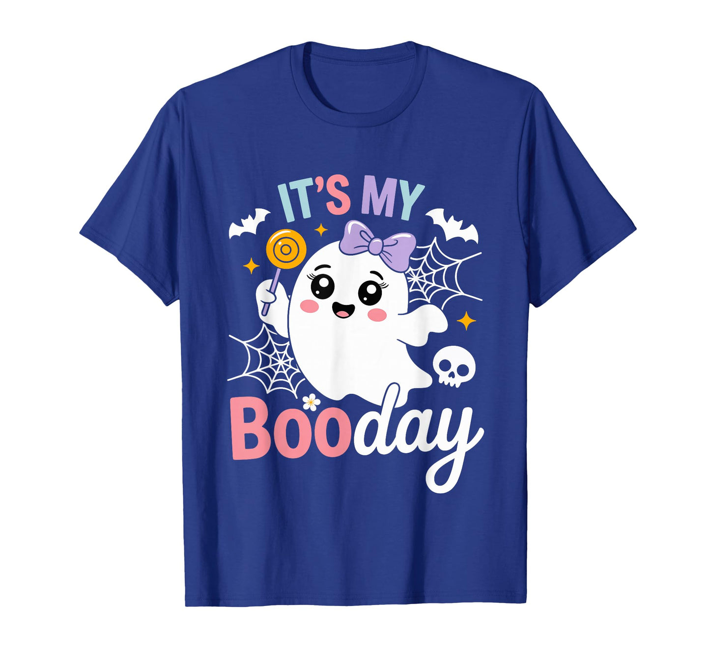 Funny Its My Boo Day Cute Halloween Birthday Ghost Pink Bow T-Shirt