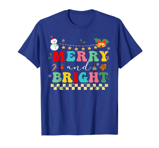 Retro cute Groovy Merry Christmas Bright Family Pajamas T-Shirt