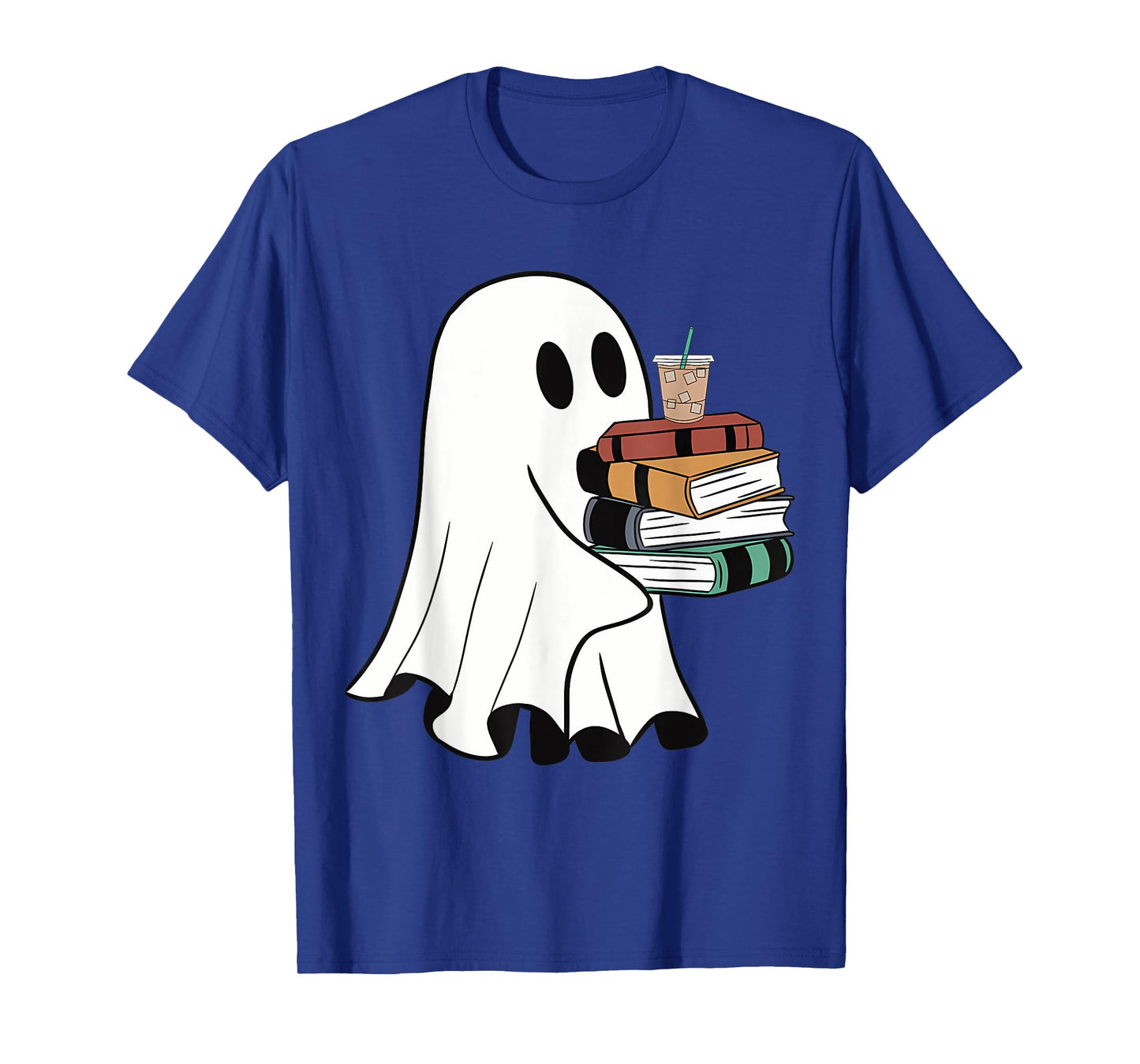 Ghost With Books Coffee Halloween For Book Lover T-Shirt