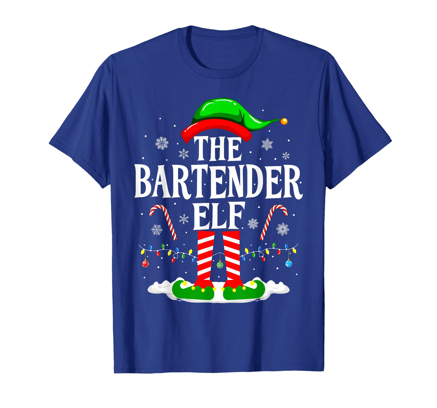 The Bartender Elf Funny Xmas Mixologist Christmas Bartender T-Shirt