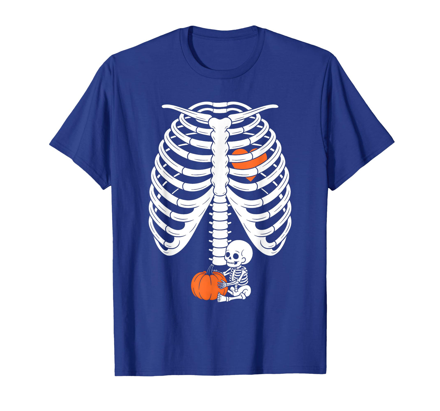 Maternity Pumpkin Skeleton Baby Halloween Costume Pregnancy T-Shirt