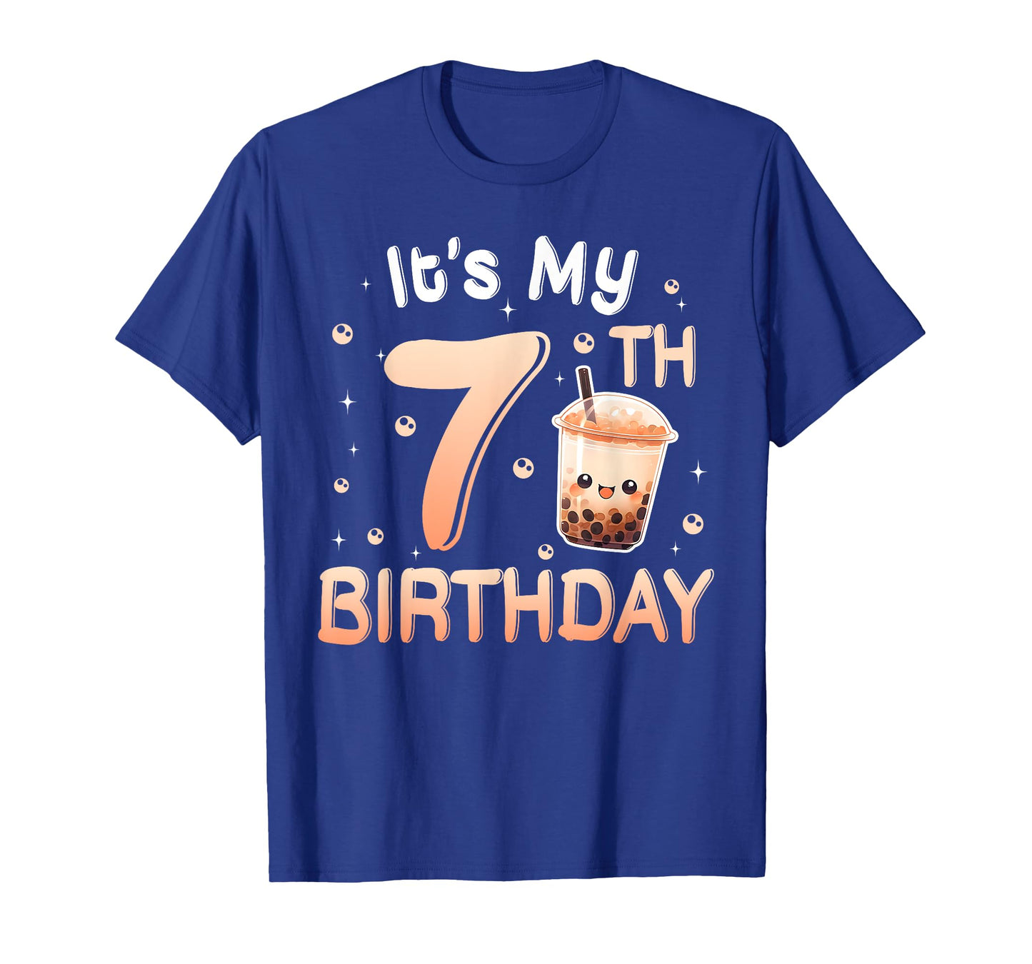 It's My 7th Birthday Bubble Boba Tea Party 7 Year Old Girl T-Shirt