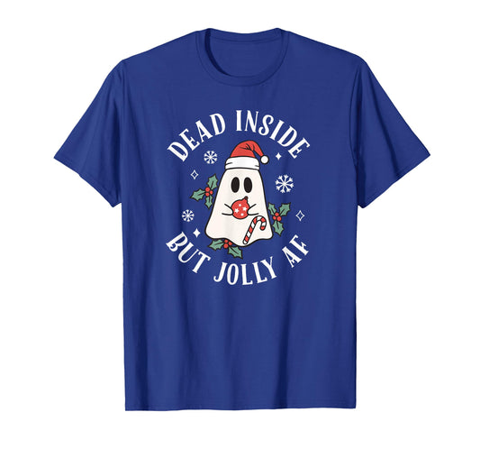 Dead Inside But Jolly AF Funny Christmas Ghost T-Shirt