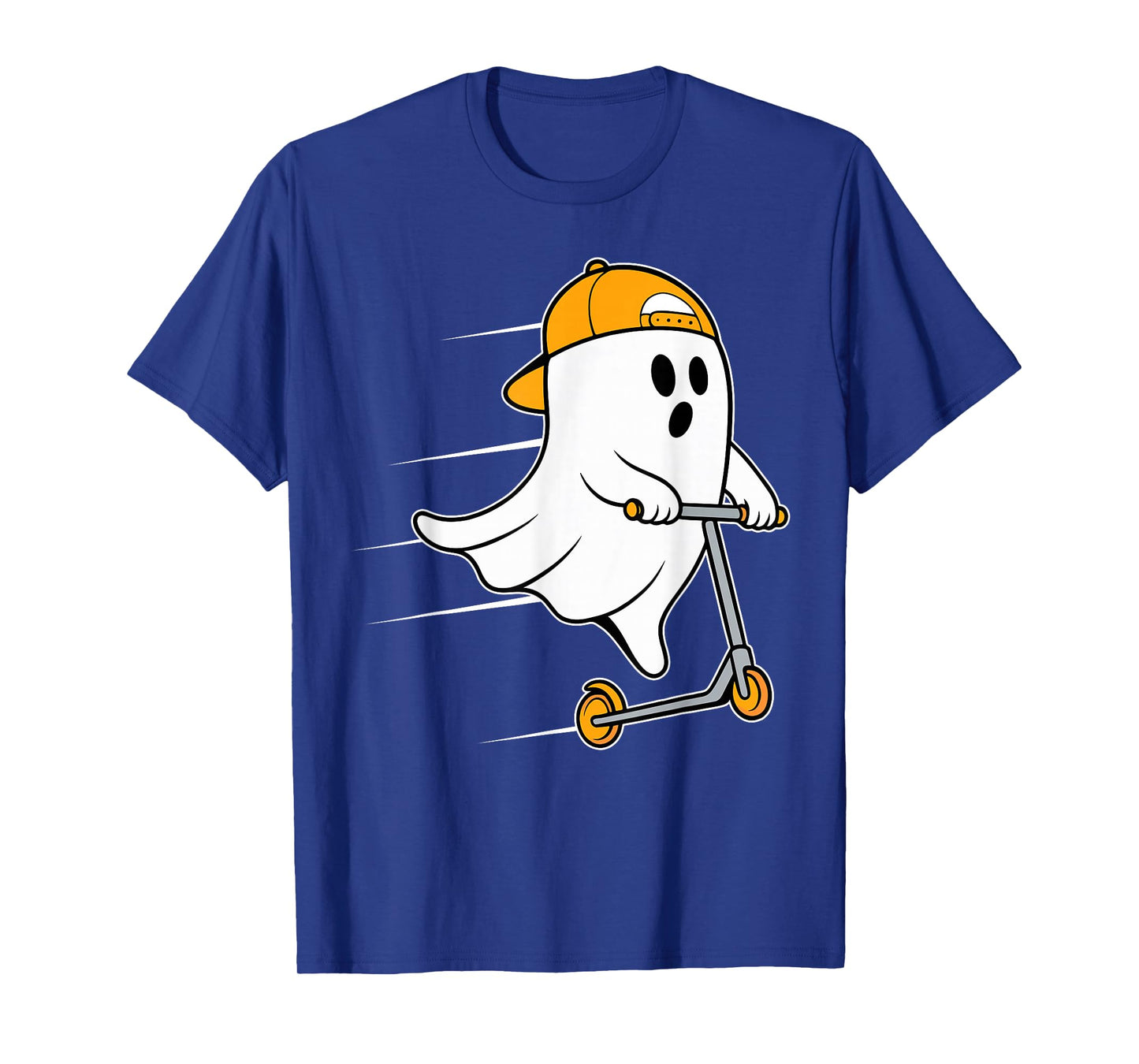 Funny Ghost Playing Stunt Scooter Halloween Costume Day Boys T-Shirt