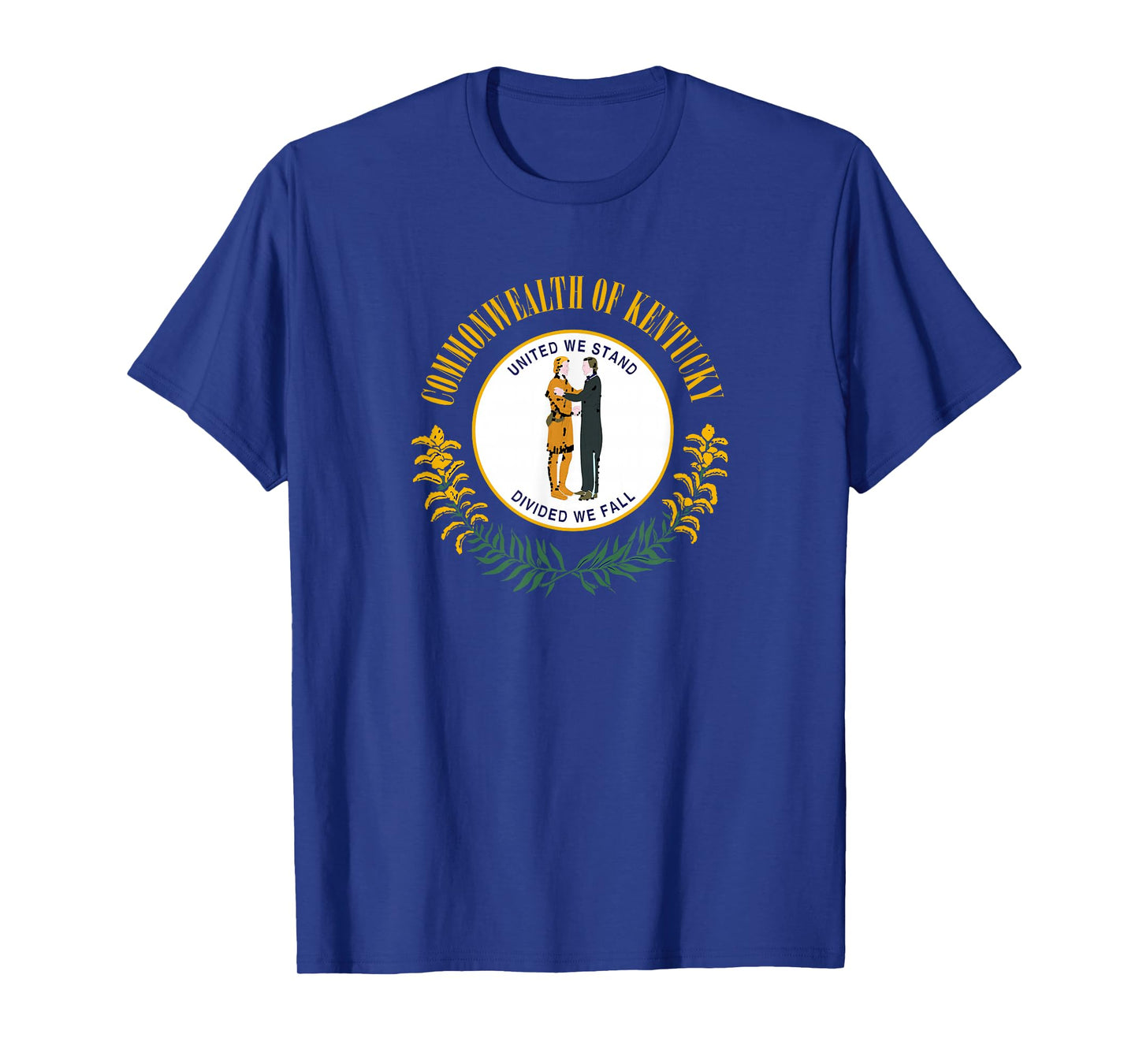 We Love USA State Flags Kentucky Flag T-Shirt, Unisex-Adults, Blue, Small, Short Sleeve, Crew Neck, Classic Fit, Cotton-Polyester Blend