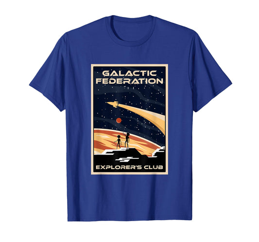 Galactic Federation Explorer's Club Alien Conspiracy Theory T-Shirt