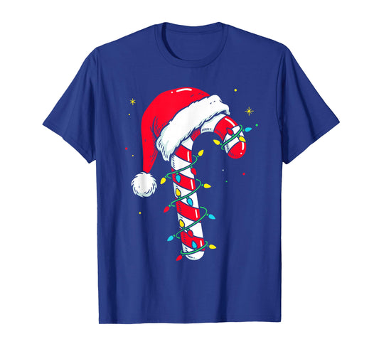 Candy Cane Christmas Shirt Santa Hat Family Matching Xmas T-Shirt