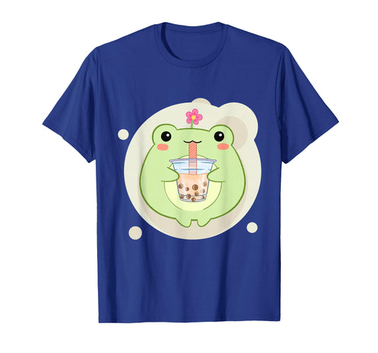 Cute Kawaii Frog Drinks Boba Bubble Tea Kawaii Aesthetic T-Shirt