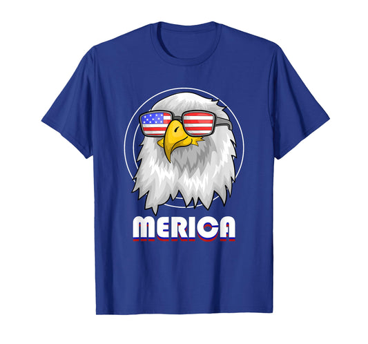 Cool US Flag Sunglasses 4th Of July Merica Bald Eagle Women Kids Men T-Shirt