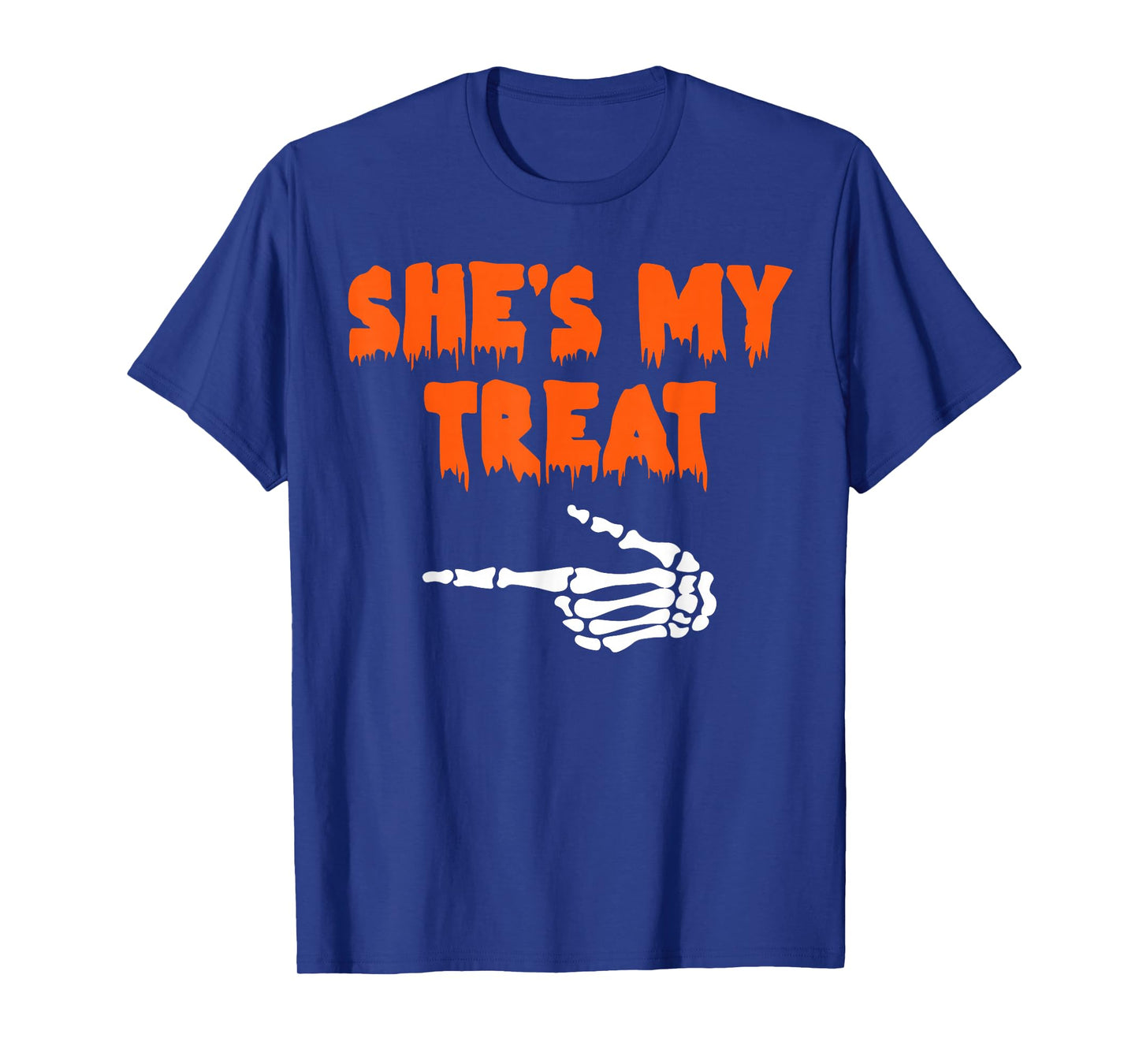 Halloween She's My Treat Funny Ghost Skeleton Spooky Couples T-Shirt