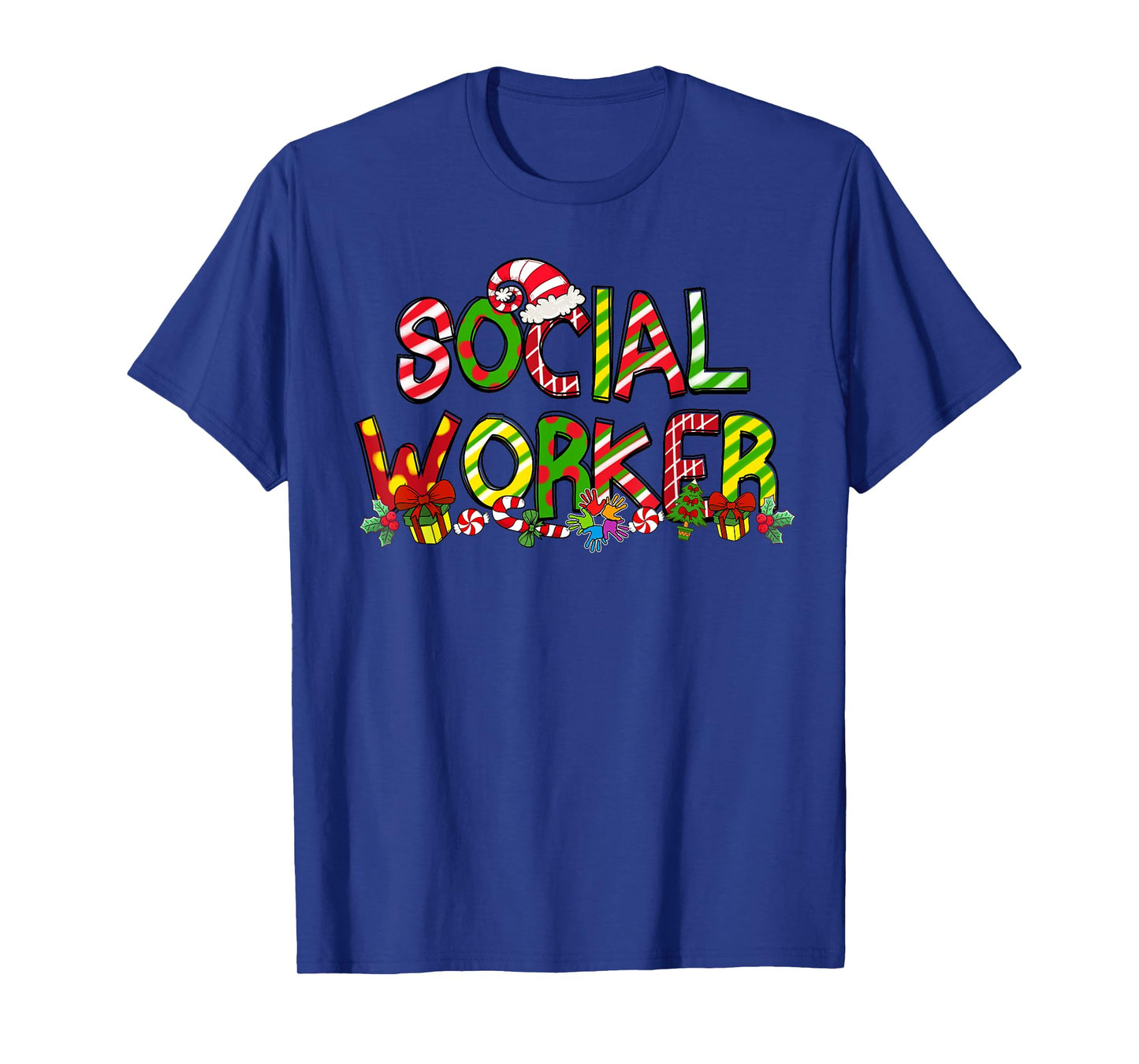 Social Worker Santa Hat Candy Cane Christmas Funny Xmas T-Shirt