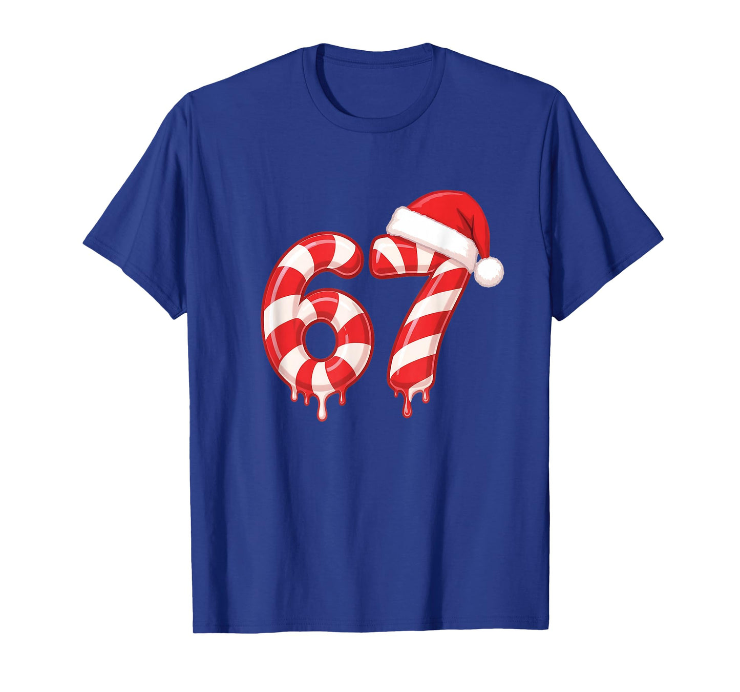 Melting Candy Cane 67 Christmas Design, Santa Hat Holiday T-Shirt