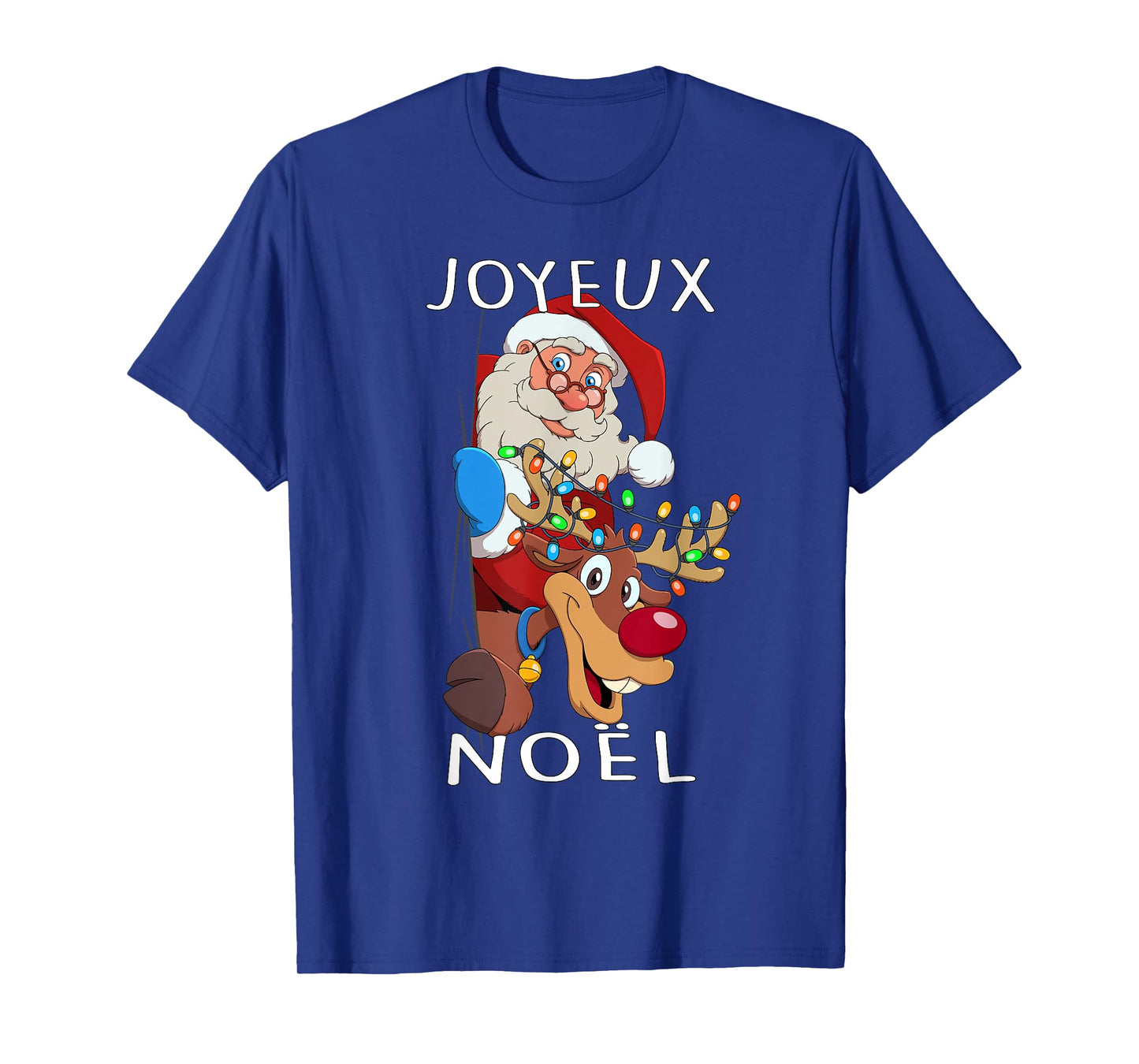 Santa Claus Reindeer Joyeux Noël Men Women Family T-Shirt