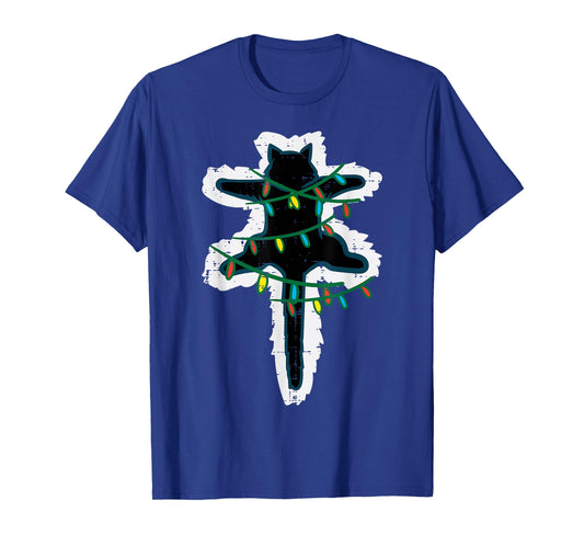 Christmas Lights Fried Cat Funny Xmas Women Girls Kids Men T-Shirt