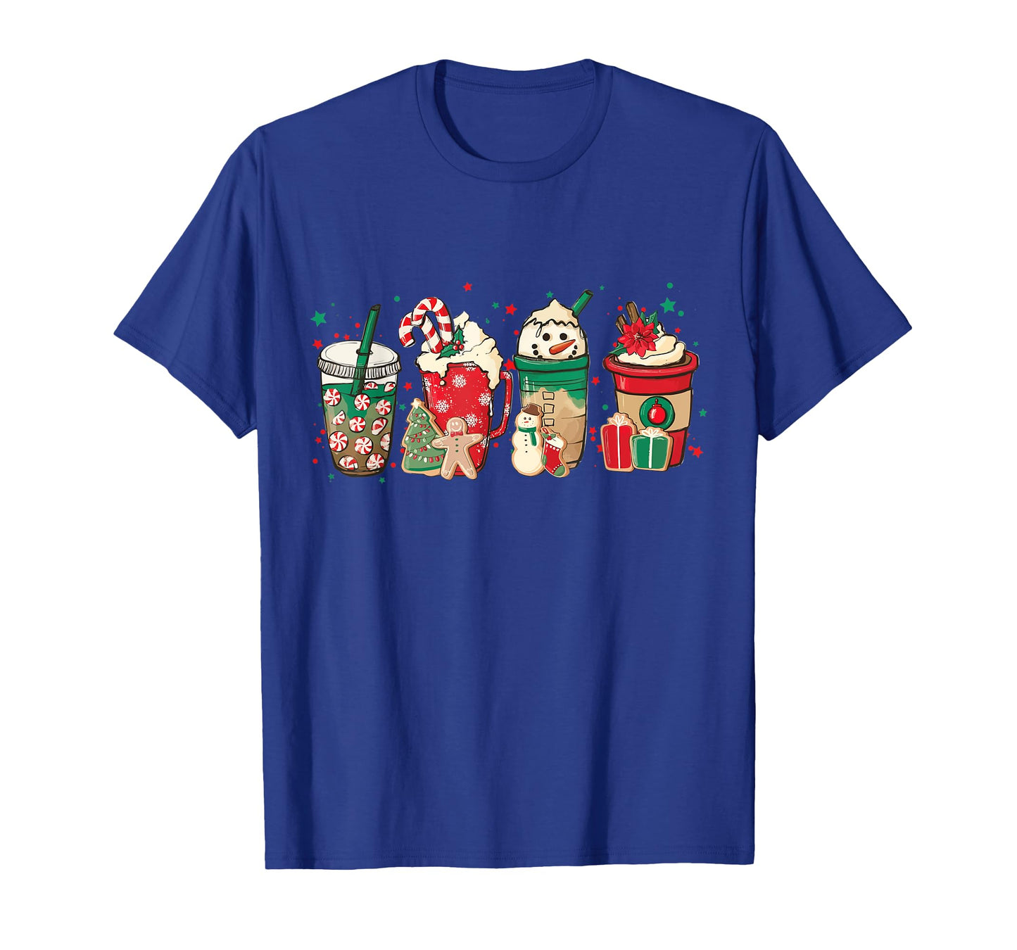 Vintage Santa Christmas Snowman Coffee Latte Mens Womens T-Shirt