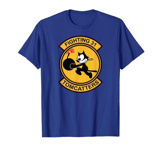 Jet Fighter & Navy Fighter Squadron Gifts VF-31 Tomcatters T-Shirt - Adults Unisex Black Cartoon Modern Casual Short Sleeve T-Shirt - Small