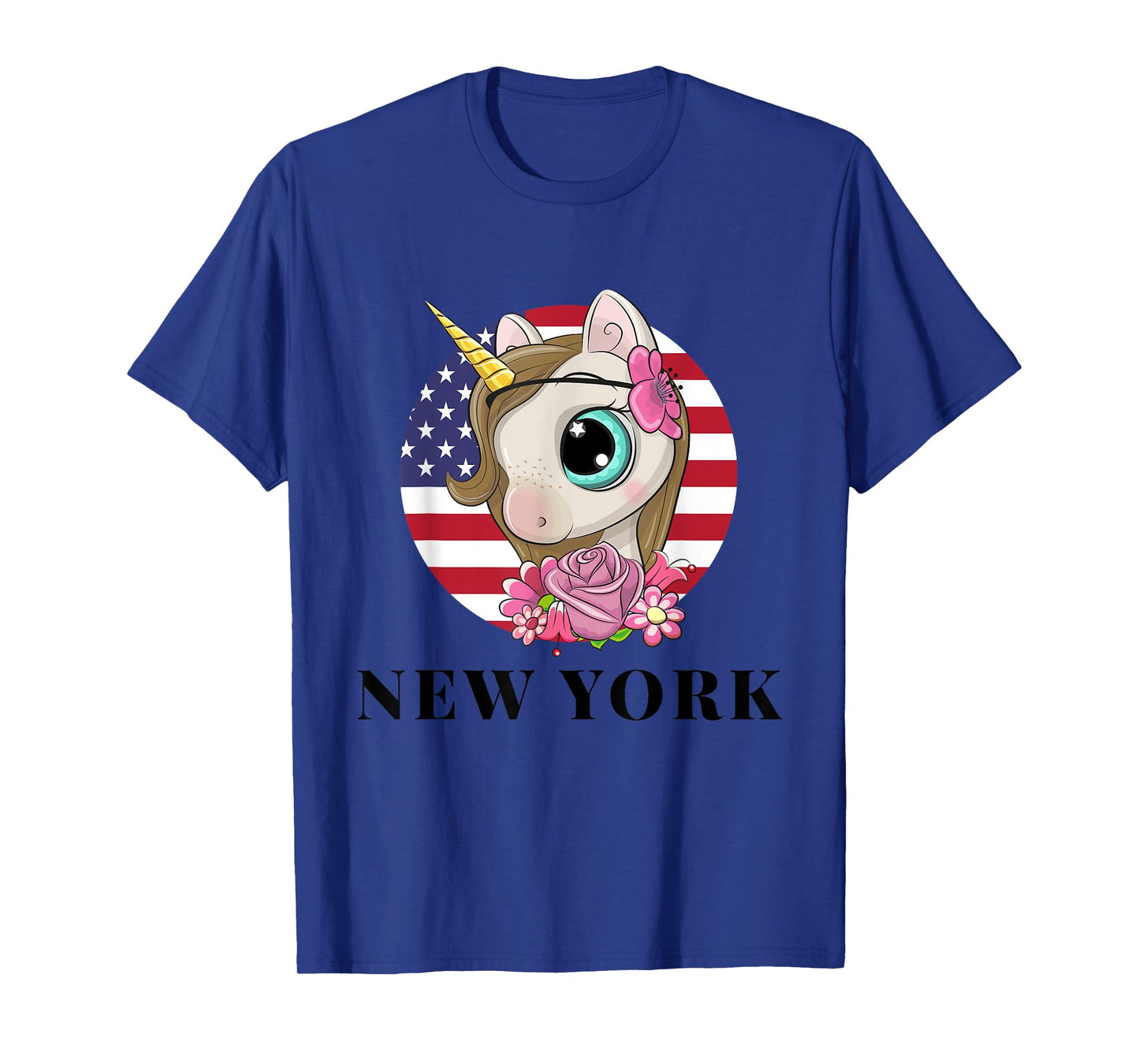 Cool Illustration New York USA Unicorn Rainbow Squad Graphic T-Shirt