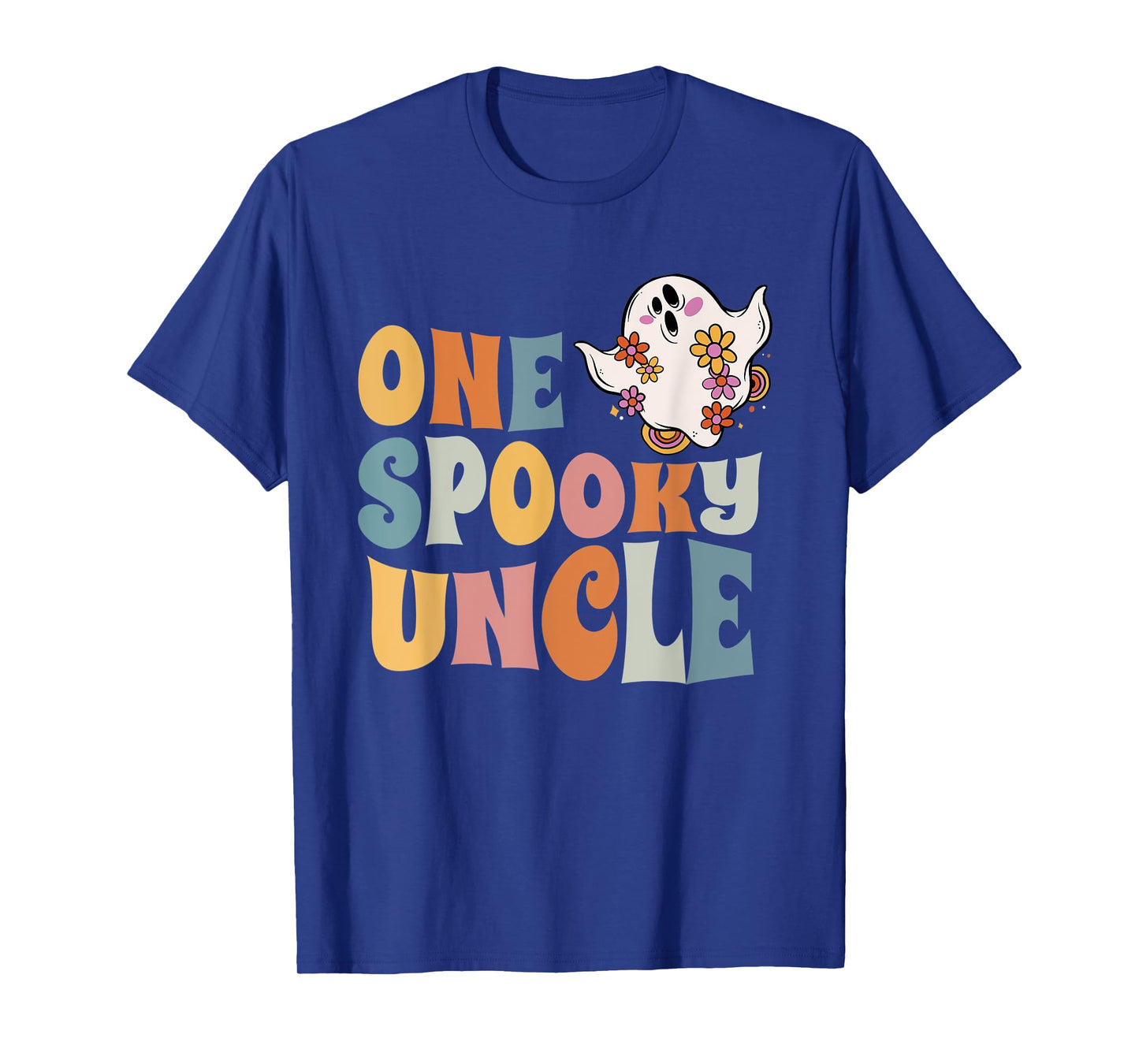 Mens One Spooky Uncle Groovy Halloween Costume T-Shirt