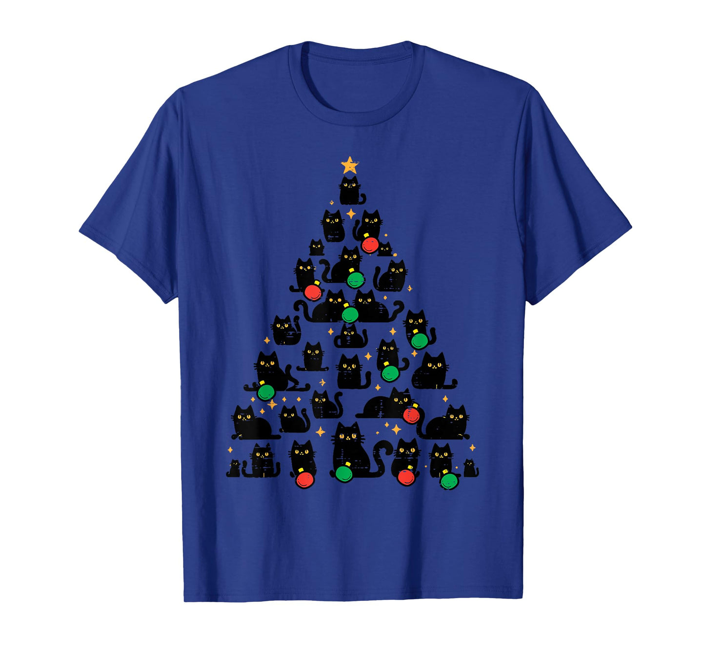 Black Cat Christmas Tree Funny Xmas Girls Boys Kids Women T-Shirt
