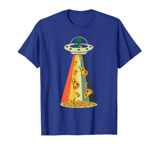 Funny Pizza UFO Alien Eating Pizza a UFO Extraterrestrial T-Shirt