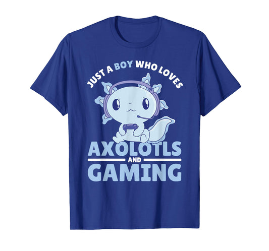 Just A Boy Who Loves Axolotls and Gaming T-Shirt