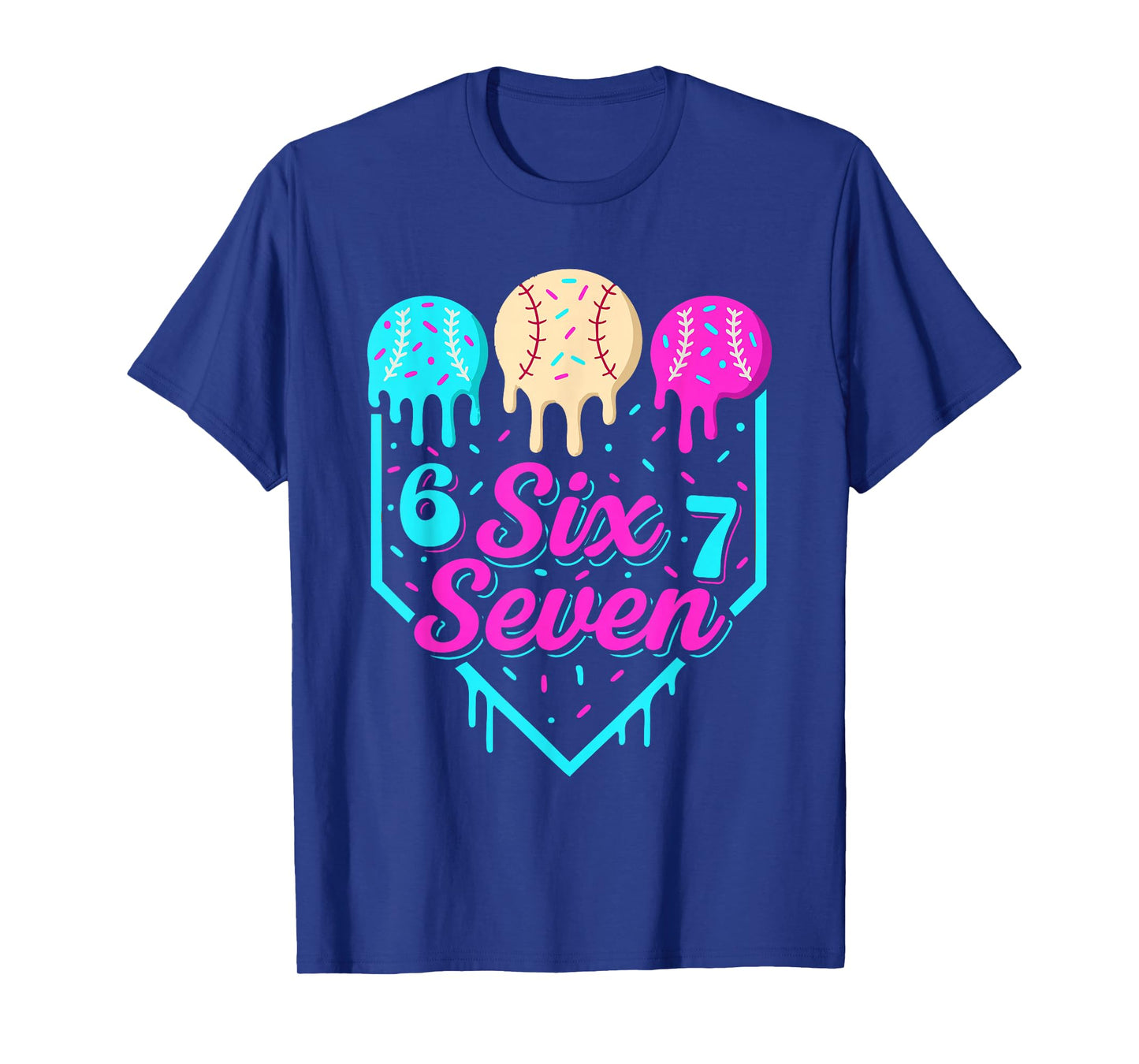 67 Ice Cream Baseball Drip Home Plate Six Seven 6 7 Meme Kid T-Shirt