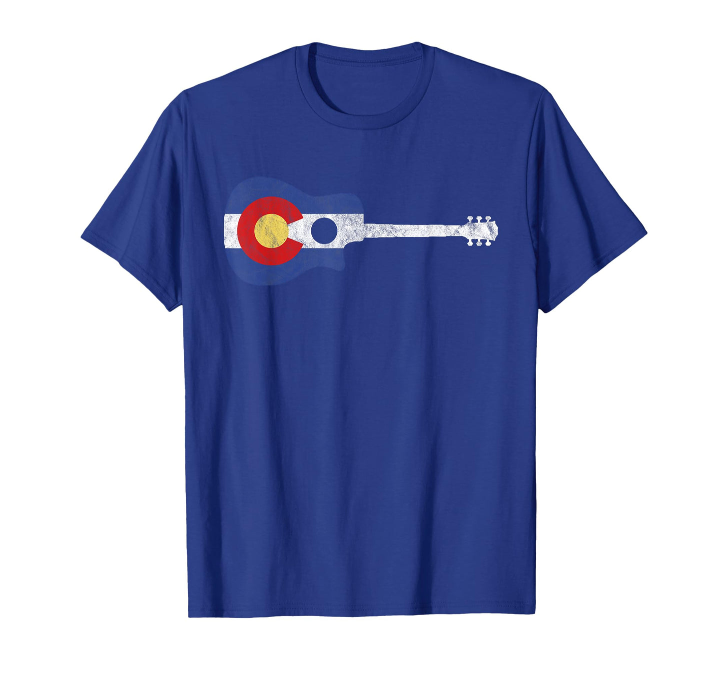 State Flag of Colorado Music - Distressed Acoustic Guitar T-Shirt