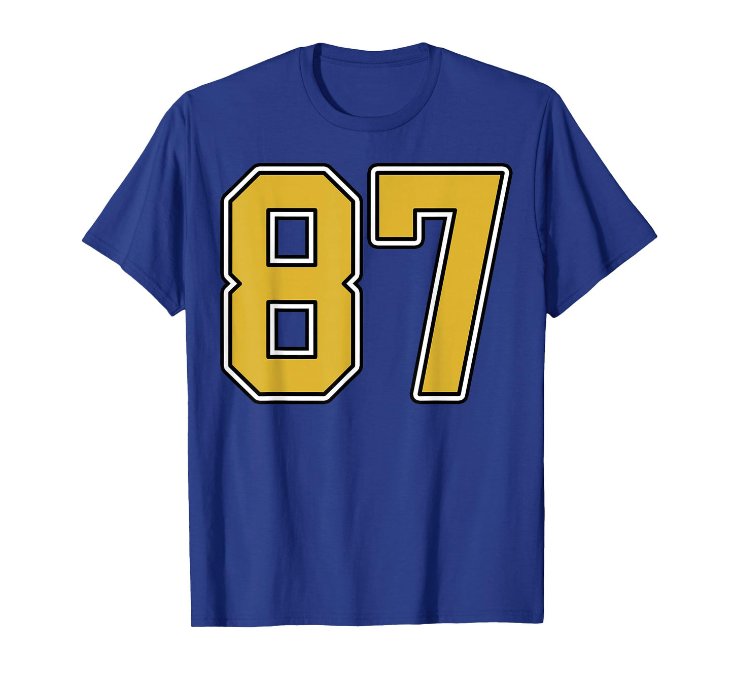 Old Gold Black White Sports Number 87 Jersey Uniform Player T-Shirt