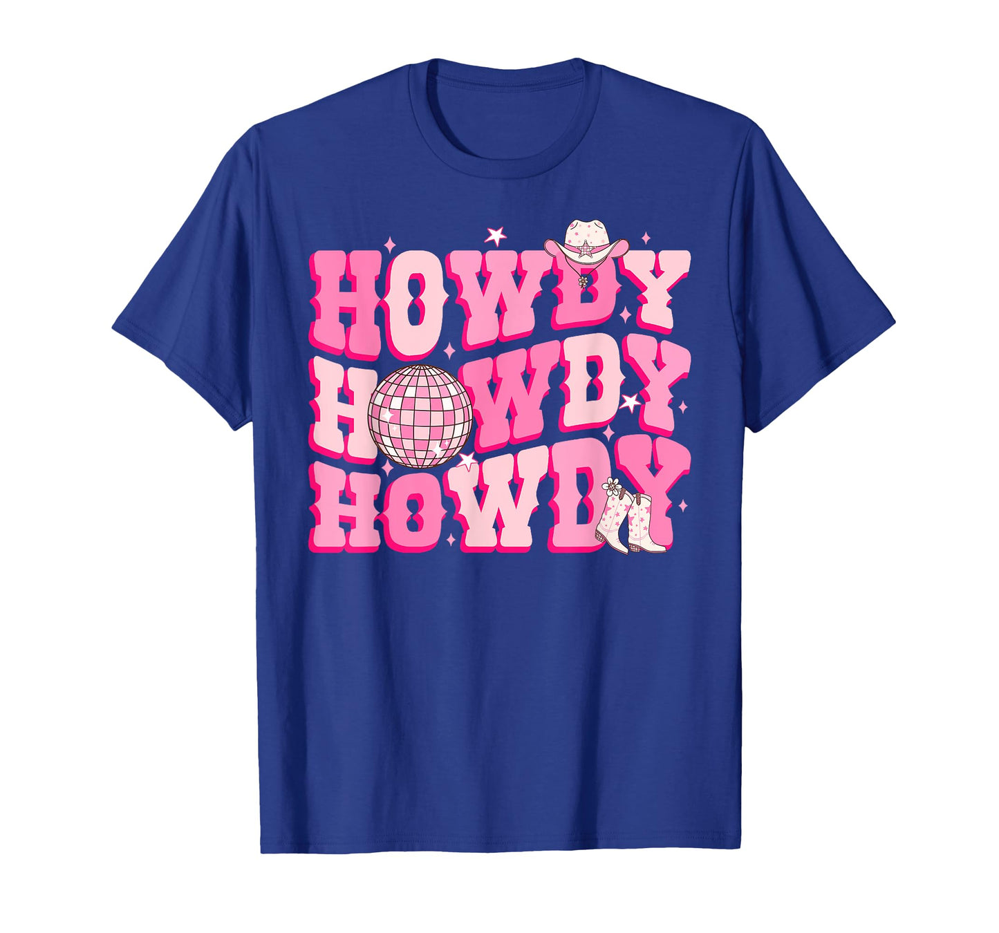 Howdy Southern Western Country Rodeo Pink Cowgirl Disco T-Shirt