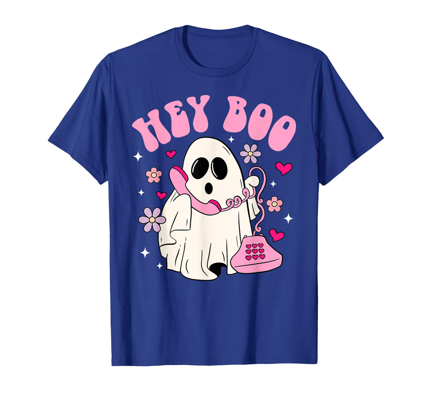 Groovy Hey Boo Cute Ghost Funny Halloween Women Kids Girls T-Shirt