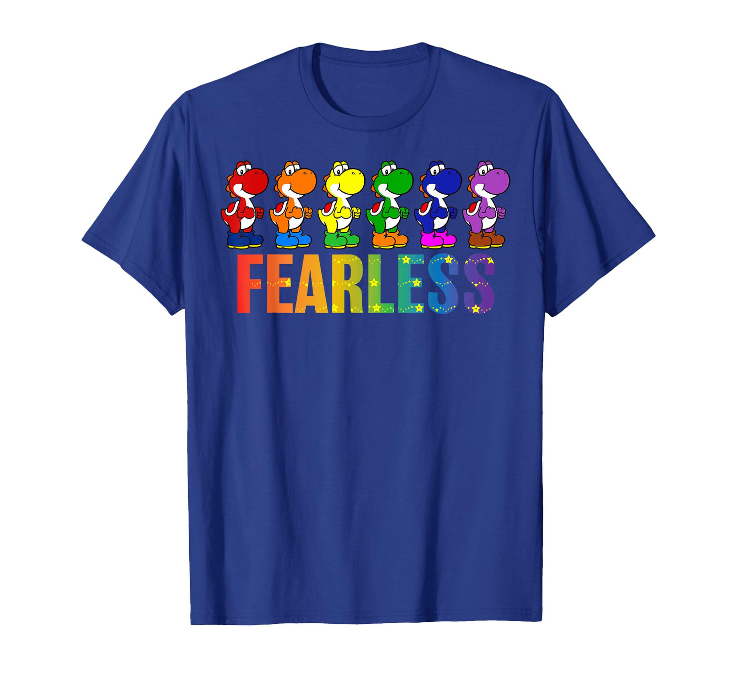 Super Mario Bros Pride Yoshi Fearless Rainbow Line Up T-Shirt