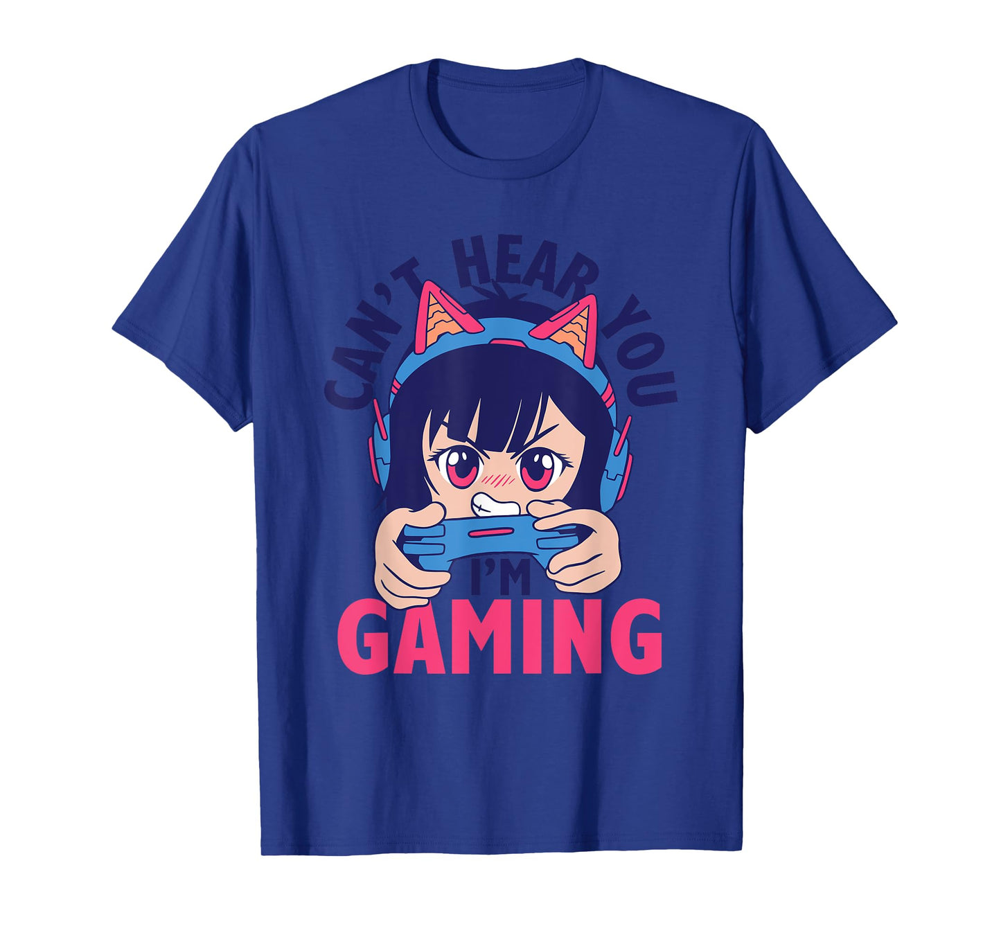 Can't Hear You I'm Gaming Funny Gamer Anime Cartoon Graphic T-Shirt